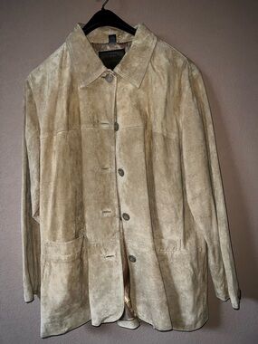 St. John's Bay Tan Suede Long Sleeve Button-Up Jacket Size xl